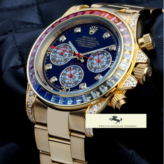 HK1128 ROLEX DAYTONA BAGET TAŞLI GOLD KASA BAYAN SAATİ